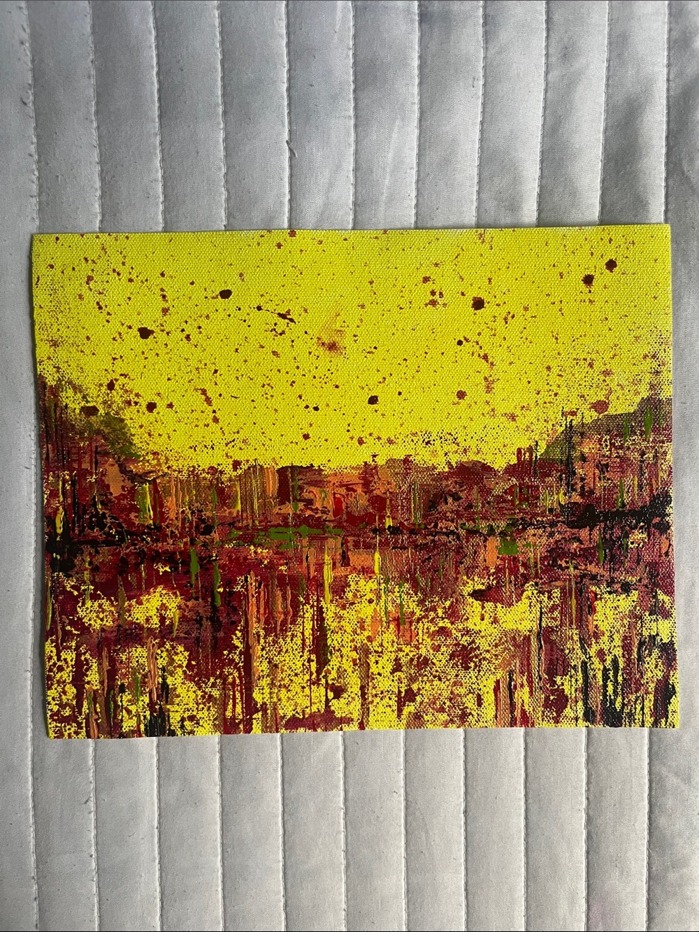 Abstract Yellow and Red Splatter Wall Art